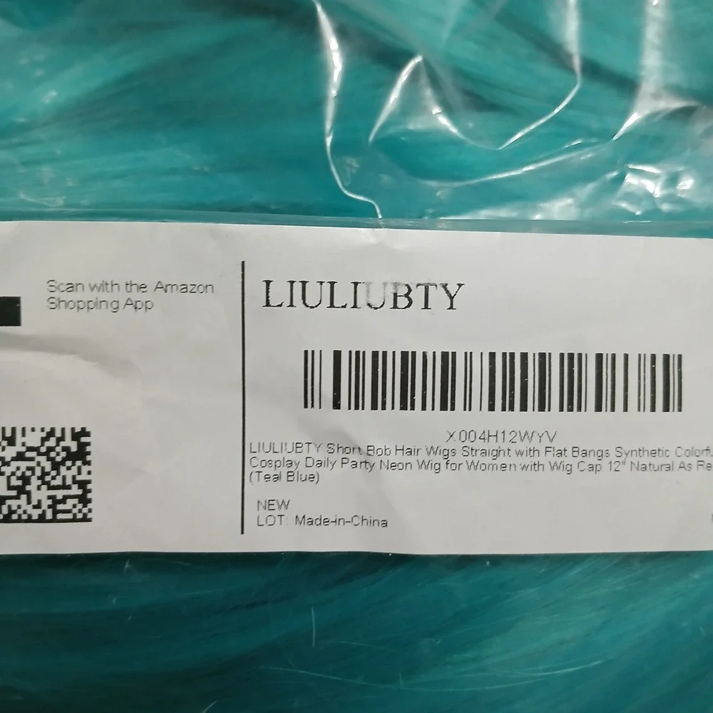 Cosplay Short Bob Wig with Bangs Teal Blue Synthetic 12 Inch NEW